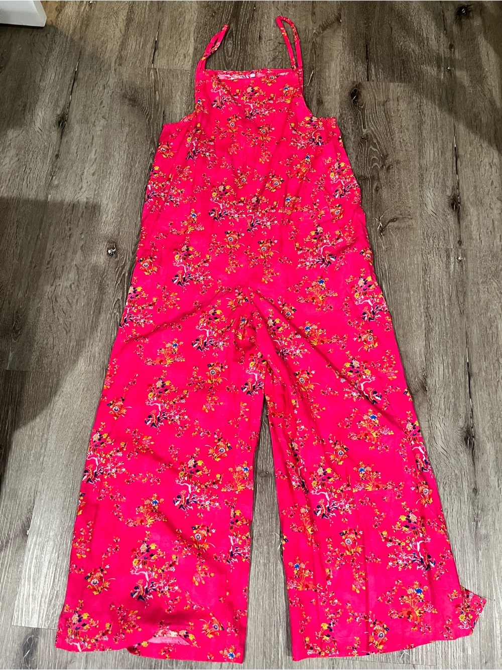 Bright Pink Floral Wide-Leg Jumpsuit